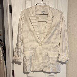 Evereve Cream Pinstripe Blazer